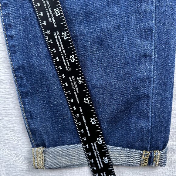 Mossimo Denim Women's Boyfriend Jeans Roll Tab Hem Distressed Blue Size 12/31 - Picture 8 of 10